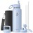 Water Bottle 32 oz Insulated with Straw, Coolflask Stainless Steel Metal 3 Lids Water Flask Wide Mouth for Sports or Office, Non-BPA Keep Cold Up to 48 Hrs or Hot Up to 24 Hrs, Light Blue