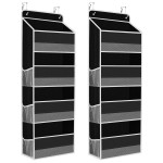 SpaceHacks 2 Pack Over The Door Organizer, Hanging Storage Organizer with Clear Window, 40lb Ultra Sturdy Large Capacity Room Organizer for Pantry Laundry Bathroom Nursery Closet (Black)