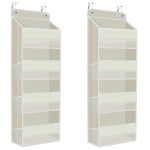 SpaceHacks 2 Pack Over The Door Organizer, Hanging Storage Organizer with Clear Window, 40lb Ultra Sturdy Large Capacity Room Organizer for Pantry Laundry Bathroom Nursery Closet (Beige)