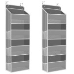 SpaceHacks 2 Pack Over The Door Organizer, Hanging Storage Organizer with Clear Window, 40lb Ultra Sturdy Large Capacity Room Organizer for Pantry Laundry Bathroom Nursery Closet (Grey)