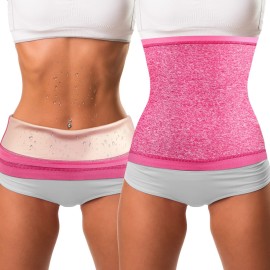 Geyoga Waist Trimmer Sweat Waist Trainer Wrap Stomach Wraps for Women Bodybuilding (XXXL,Light Pink Inner)