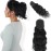 LUMIERE Ponytail Extension Human Hair Body Wave Drawstring Ponytail For Black Women 12A Remy Human Hair Ponytail Natural and Thick No-Shedding Natural Black 8inch