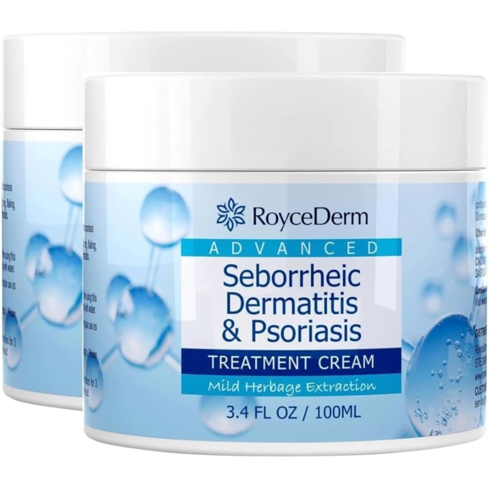 Roycederm Seborrheic Dermatitis Cream, Scalp Treatment for Psoriasis, Folliculitis, Dry Scalp, Dandruff, Anti-Itch Cream for Soothing Relief - 2 Pack