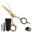 Ontaki Japanese Steel Beard & Hair Trimming Scissors - Precision Convex Blades Hair Cutting Scissors - Adjustable Tension Knob Barber Shears - Rubber Ring Grip & Mustache Comb - Gold Brass, 5.5 in