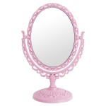 XPXKJ Pink Vintage Vanity Mirror Shabby Chic Decor | 360 Rotating Double-Sided Table Makeup Mirror with Stand Bedroom Decoration Perfect for Tabletop, Desk, Or Makeup Station