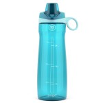 Pogo 32oz Plastic Water Bottle with Soft Straw Lid and Carry Handle, Reusable, BPA Free, Dishwasher Safe, Perfect for Travel, School, Outdoors, and Gym, Sky
