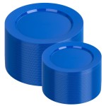 I00000 200 Pcs Hanukkah Plastic Plates, Hanukkah Plates Disposable Blue Party Plates Include 100 Blue Dinner Plate 10 and 100 Plastic Dessert Plate 7 Perfect for Hanukkah, Party