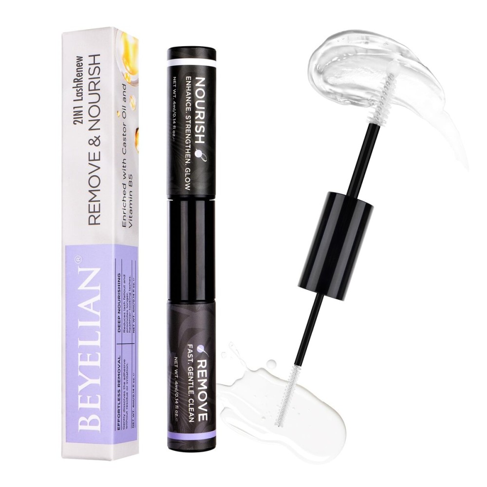 BEYELIAN Cluster Lash Remover and Nourish Serum, DIY Eyelash Extension Remover and Organic Castor Oil Eyelash Treatment and Conditioner Self Use at Home 8ml