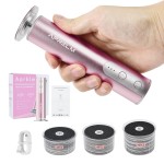 AprElm Rechargeable Electric Foot Callus Remover with 3-Sizes 120Pcs Sandpaper Discs, Professional 900RPM 3-Speed Control Aluminum Electric Foot File (E3 Rose Pink)