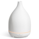 InnoGear Oil Diffuser, 300ML Ceramic Diffuser for Essential Oils Handcrafted Aromatherapy Diffuser Ultrasonic Cool Mist Humidifier with 4 Timers Waterless Auto Off for Room Office, White Base