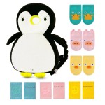 JunNeng Toddler Baby Head Protector Backpack for Toddler Walker with Knee Pads&Anti-Slip Socks, Penguin