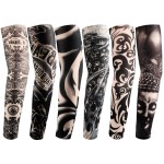 YARIEW Tattoo Sleeves for Men, 6Pcs Fake Tattoos Sleeves to Cover Arms Sun Protection Sleeve Covers for Men and Women (Set 9)