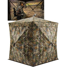 TIDEWE Hunting Blind 270See Through with Carrying Bag, Pop Up Ground Blinds, Portable Resilient Hunting Tent (Forest Fade Camo,1-2 Person)