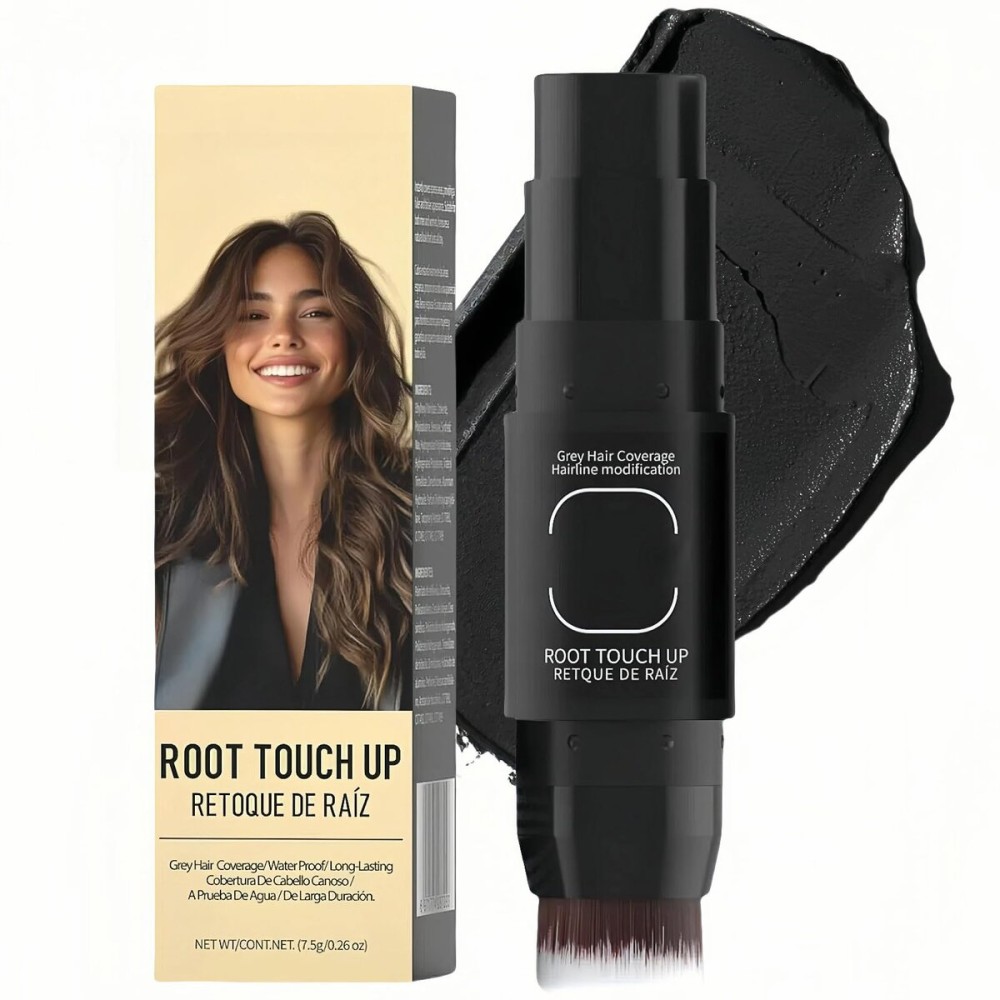 Gowwim Root Touch up Powder, Instantly Gray Hair Cover up Hairline Powder for Women & Men Waterproof and Sweatproof Root Cover Up Long-Lasting for Thinning & Loss Hair (black3, 7.5g)