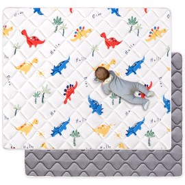 Odorless Premium Foam Baby Play Mat 74 x 50, Soft Microfiber Fabric Crawling Mat for Floor- Comfortable and Hypoallergenic, Non-Slip Cushioned Floor Playpen mat for Infants,Babies,Toddlers