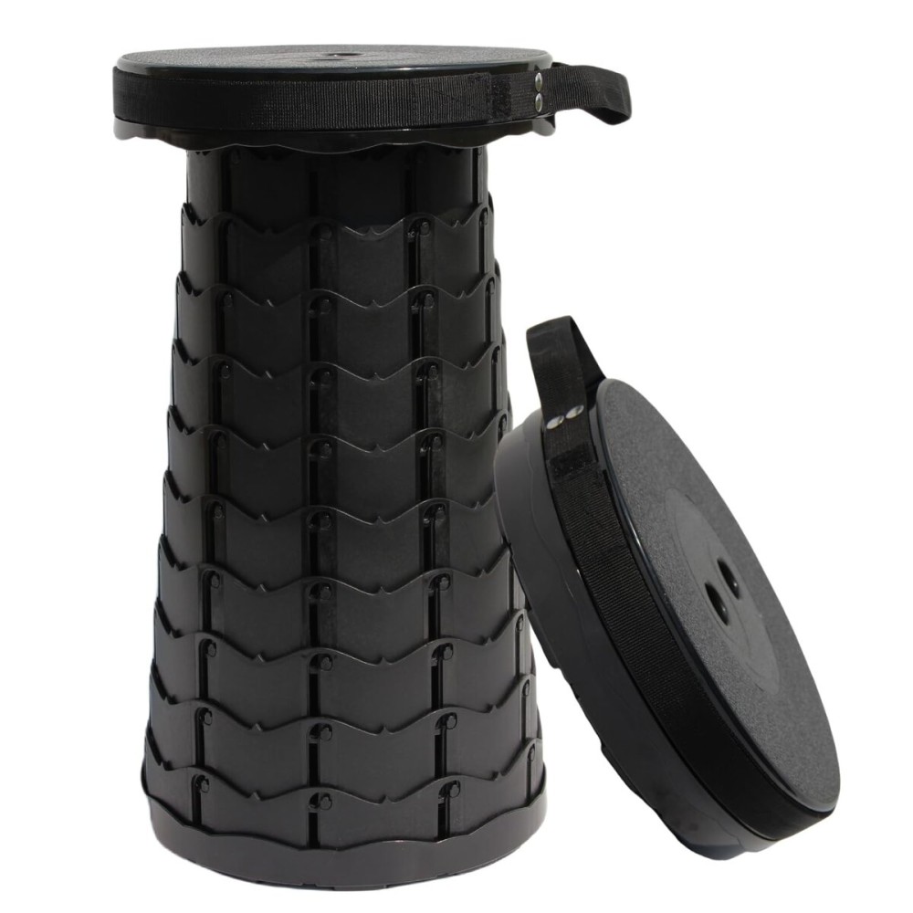 ALEVMOOM Upgraded Nylon Collapsible Stool with 500lbs Max Weight Portable Retractable Folding Telescoping Stools for Adults Chair for Outdoor Camping Fishing Hiking BBQ(Nylon Black)