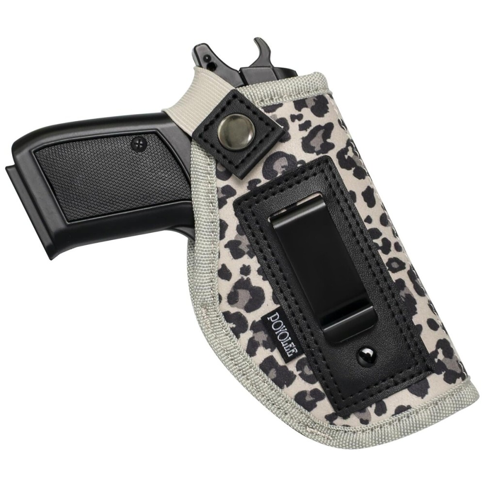 POYOLEE Gun Holster for Women Concealed Carry Holster for Pistols Universal IWB Holster Fits Glock 19 26 43 Springfie XD LC9 & All Similar Handguns (Grey Leopard, Right-Handed Draw (IWB))