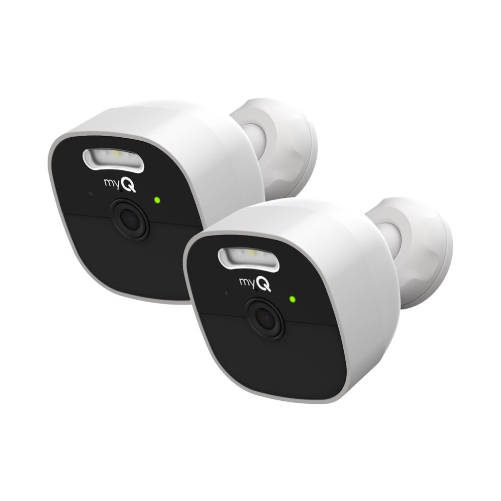 Chamberlain myQ Outdoor Battery Camera | 2K Camera, Color Night Vision, Spotlight, Motion Alerts, Live View with Two-Way Talk, Wireless, Weather-Resistant, Outdoor, White, 2 Pack