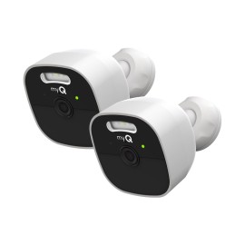 Chamberlain myQ Outdoor Battery Camera | 2K Camera, Color Night Vision, Spotlight, Motion Alerts, Live View with Two-Way Talk, Wireless, Weather-Resistant, Outdoor, White, 2 Pack