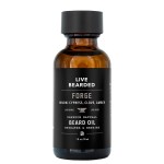 Live Bearded Beard Oil, 1 fl oz - Premium All-Natural Jojoba - Made in the USA - Hair and Skin Care for Men with Dry, Flaky Patches | Forge Scent - Hinoki Cypress, Clove, Amber