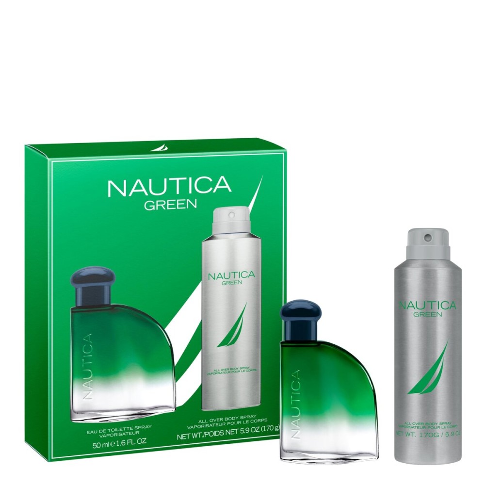 Nautica Color Green Giftset 1.7 fl oz EDT + 6 oz Deodorizing Body, Woody Fougere, Notes of Ginger, Geranium and Vetiver, Men\'s Duo Pack, Long Lasting, Everyday Fragrance