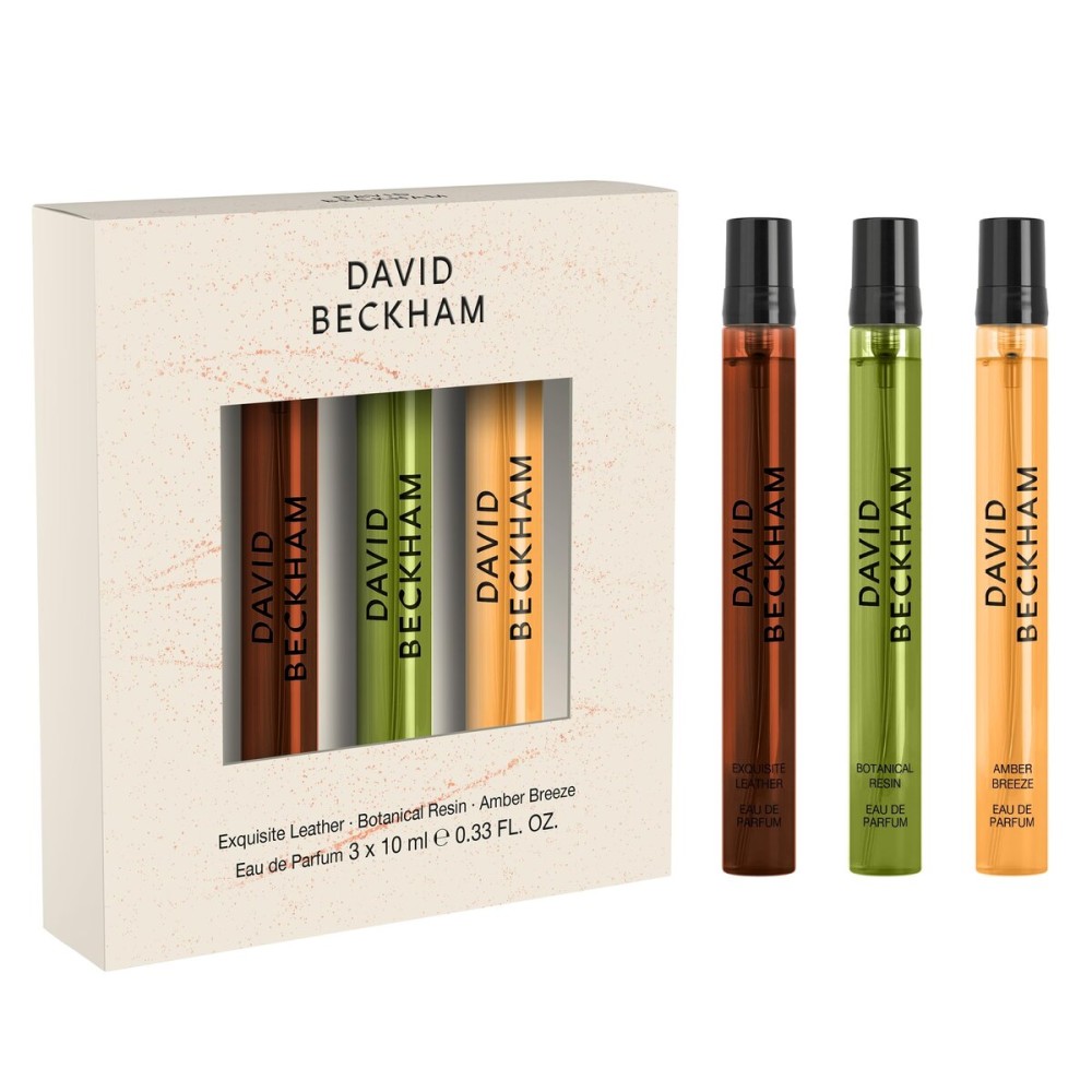 David Beckham 3 Piece Discovery Giftset - Exquisite Leather, Botanical Resin, Amber Breeze 0.33 fl oz Pen Sprays, Men\'s Fragrance, Long Lasting, Sporty Fragrance, Travel Size