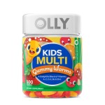 OLLY Kids Multivitamin Gummy Worms, Overall Health and Immune Support, Vitamins and Minerals A, C, D, E, Bs and Zinc, Kids Chewable Supplement, Sour Fruit Punch, 45 Day Supply - 100 Count