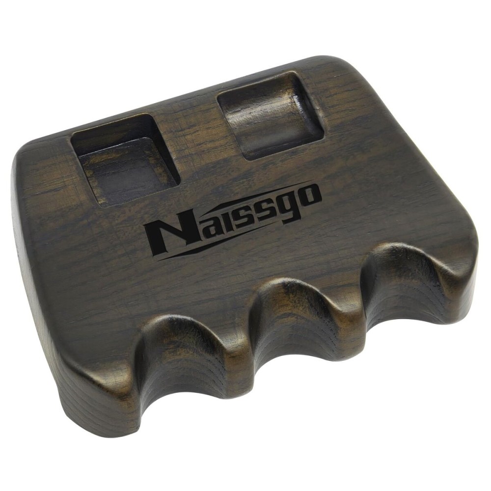 Naissgo Cue Rest Cue Stick Holder Pool Cue Holder(Wood, Deep Brown3 Holes)