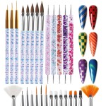 Artdone 28pcs Nail Art Brushes, Nail Art Tool Set, Dotting Tools, Dust Brush,Striping Brushes for Long Lines, Drawing Pen For Gel Polish Design supply
