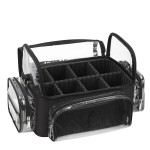 TANTO Makeup Brush Case, Clear Extra Large Cosmetic Organizer Holder Professional Makeup Artist Train Case with Adjustable Dividers&Strap Portable Makeup Brush Holder (02A-BlackXX Large)