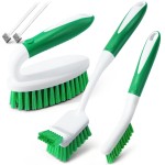 Holikme Cleaning Brush Set for Household Use, Scrub Brush, Kitchen Brush, Tile Lines Brush for Bathroom, Floor, Tub, Shower and Kitchen Surface (Green)