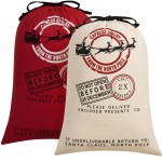 HBlife Canvas Santa Sack, 19.7 X 27.6 Inch Large Santa Bags for Gifts, Personalized Christmas Sacks for Presents with Drawstring, 2 Pack E