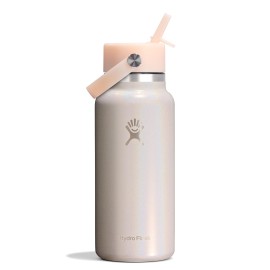 Hydro Flask Water Bottle - Insulated Stainless Steel - Wide Mouth Flex Straw Lid, Non-Spill, Leakproof and Refillable in 32 Oz Glimmer Cream