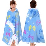 Hooded Beach Towel for Kids 3-8 Years - Soft 100% Cotton Bath & Swim Towel Wrap (30x50), Quick-Dry Absorbent Fabric for Toddler Girls - Cute BOW Design, Perfect for Pool, Beach, Bath & Swimming