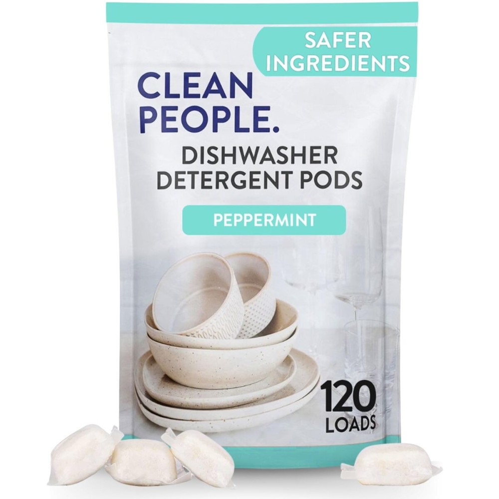 The Clean People Dishwasher Detergent Pods | Cuts Grease and Rinses Sparkling Clean | Residue-Free | Peppermint, 120 Pack