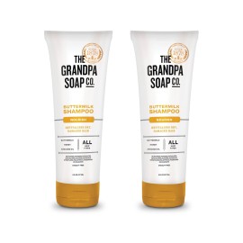 The Grandpa Soap Company Buttermilk Shampoo - Nourishing Formula to Help Revitalize Dry and Damaged Hair, With Honey & Avocado Oil, Vegan, Sulfates and Parabens Free, 8 Fl Oz 2 Pack