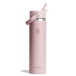 Hydro Flask Water Bottle - Insulated Stainless Steel - Wide Straw Lid, Non Spill, Leakproof in 24 Oz Trillium Pink
