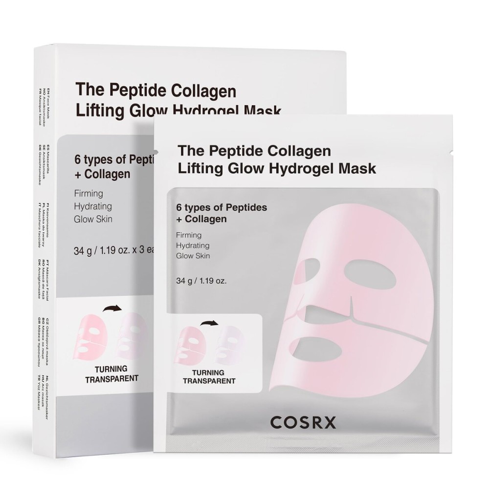 COSRX Pink Peptides Collagen Lifting Glow Hydrogel Face Masks Skincare 3 EA, Collagen Face Mask, Travel Essentials, Overnight Face Mask, Korean SkinCare, Stocking stuffers for women