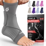 Sleeve Stars Ankle Brace for Women & Men, Ankle Wrap for Sprained Ankle, Compression Sleeve for Plantar Fasciitis Relief, Easy Customizable Support: w/Removable Strap (Single/L:12-13/Gray)