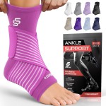Sleeve Stars Ankle Brace for Women & Men, Ankle Wrap for Sprained Ankle, Compression Sleeve for Plantar Fasciitis Relief, Easy Customizable Support: w/Removable Strap (Single/L:12-13/Hot Pink)