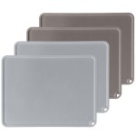 KVK Silicone Placemats for Toddlers Thicker Version, Non-Slip Reusable Kids Placemats for Dining Table, Stain-Proof Baby Table Mat for Restaurants 4 Packs (Light Gray&Dark Gray)