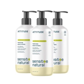 ATTITUDE Hand Soap for Sensitive Skin with Oat and Argan Oil, EWG Verified, Dermatologically Tested, Vegan, 16 Fl Oz (Pack of 3)
