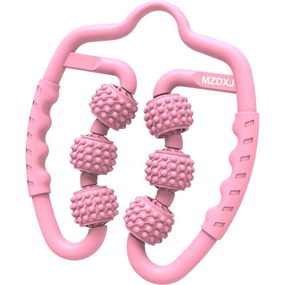 MZDXJ Cellulite Massage Tool Muscle Roller - Deep Fascia Massager & Dimpled Skin Remover for Legs, Thighs & Buttocks - Anti-Cellulite Roller, Smooth Skin, Pain Reliefs Pink - 6 Wheel