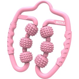 MZDXJ Cellulite Massage Tool Muscle Roller - Deep Fascia Massager & Dimpled Skin Remover for Legs, Thighs & Buttocks - Anti-Cellulite Roller, Smooth Skin, Pain Reliefs Pink - 6 Wheel