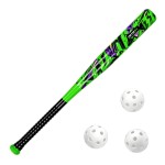Bat & Ball Set - Graffiti Plastic Bat & Ball Homerun Set- David Ortiz Backyard Baseball Set for Youth, Kids, Teenagers, Adults (Bat & Ball Set, Green/Purple)