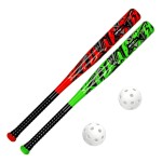 Ortiz34 Bat & Ball Set - Graffiti Plastic Bat & Ball Homerun Set- David Ortiz Backyard Baseball Set for Youth, Kids, Teenagers, Adults (2 Pack Bat & Ball Set, Red/Green)