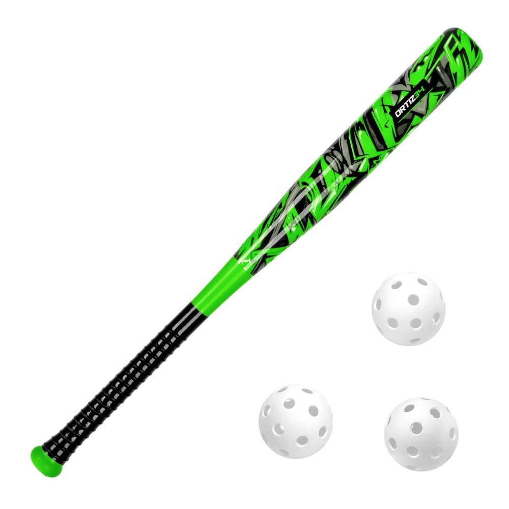 Bat & Ball Set - Graffiti Plastic Bat & Ball Homerun Set- David Ortiz Backyard Baseball Set for Youth, Kids, Teenagers, Adults (Bat & Ball Set, Green)