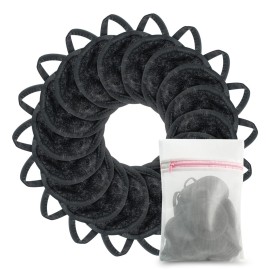 Nugilla 18 Packs Reusable Makeup Remover Pads with a Washable Laundry Bag, Resuable Microfiber Round Towel Skin Face Towels, Soft Makeup Remover Cloth, Fast Drying Washcloth (Grey)