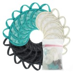 Nugilla 18 Packs Reusable Makeup Remover Pads with a Washable Laundry Bag, Resuable Microfiber Round Towel Skin Face Towels, Soft Makeup Remover Cloth, Fast Drying Washcloth (Grey/Green/White)