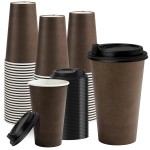 16 oz Disposable Coffee Cups with Lids 100 Pack, Hot Paper Coffee Cups with Lids, To Go Cup with Lid